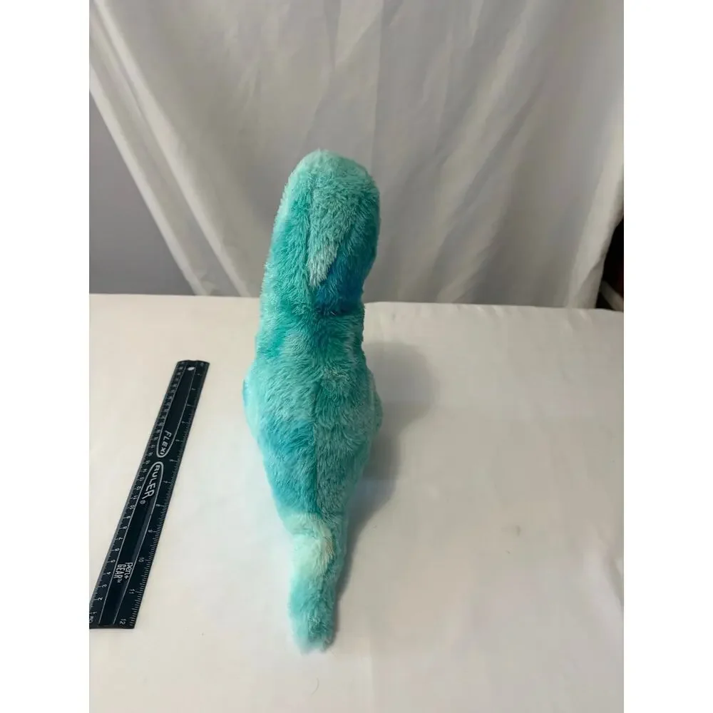 Teal Blue Fluffy T-Rex Dinosaur Plush 10